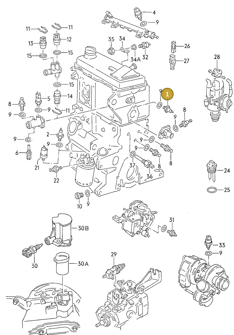 028919081D — Volkswagen Passat (1991-1993) diagram 084169000, position 1