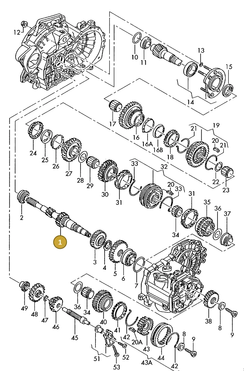 02A311103D — Volkswagen Transporter syncro (1992-1995) diagram 117311300, position 1