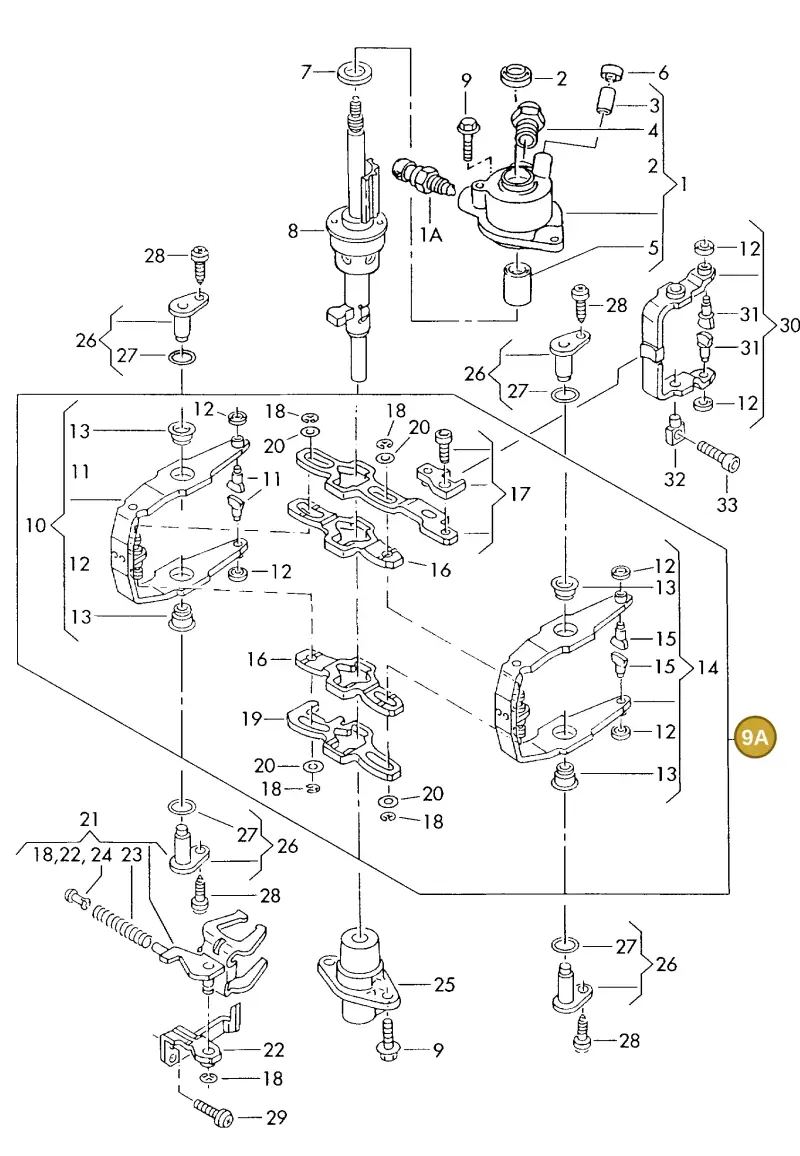 02A311490K — Volkswagen TRANSPORTER SYNCRO (1996-2003) diagram 187311940, position 9A