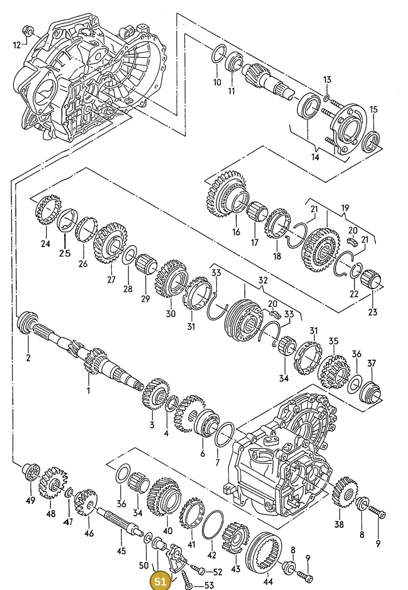 02A311514A — Volkswagen Jetta (1989-1991) diagram 110085500, position 51