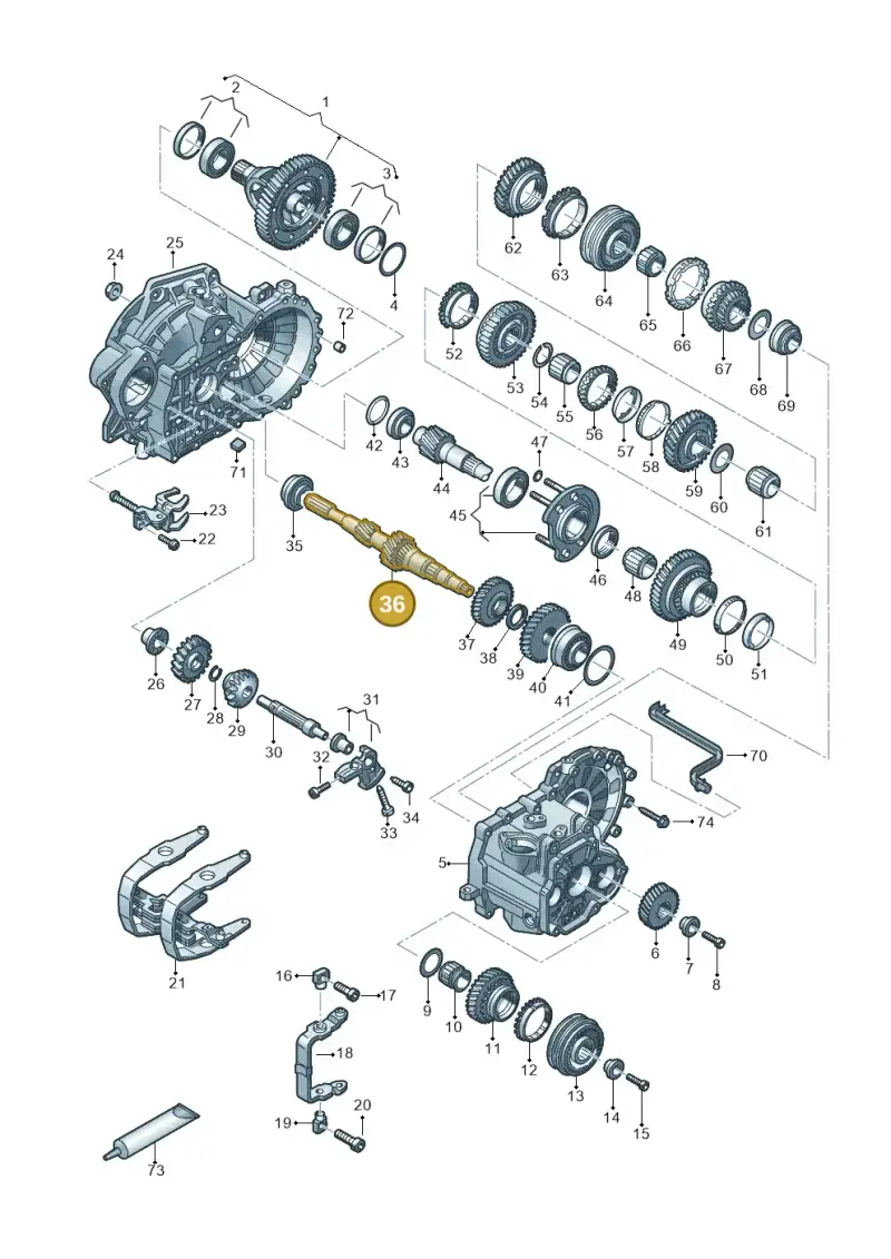02J311103C — Volkswagen Jetta (2014-2017) diagram 827315030, position 36