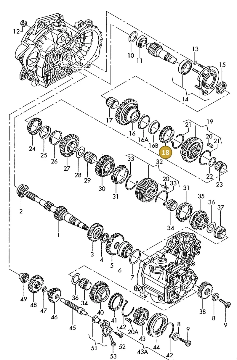 02J311247C — Volkswagen TRANSPORTER SYNCRO (1996-2003) diagram 117311300, position 18