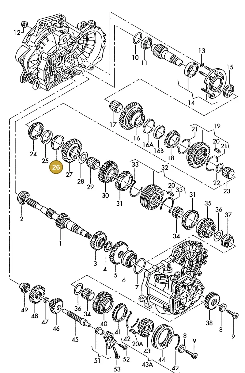 02J311277A — Volkswagen TRANSPORTER SYNCRO (1996-2003) diagram 117311300, position 26