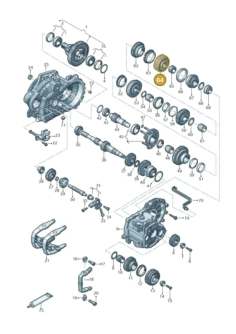02J311301K — Volkswagen Golf Sportsvan 1.6 (2014-2020) diagram 827315030, position 64