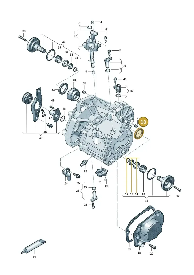 02M301189L — Volkswagen Polo 1.0 BlueMotion (2017-2024) diagram 62a301110, position 10