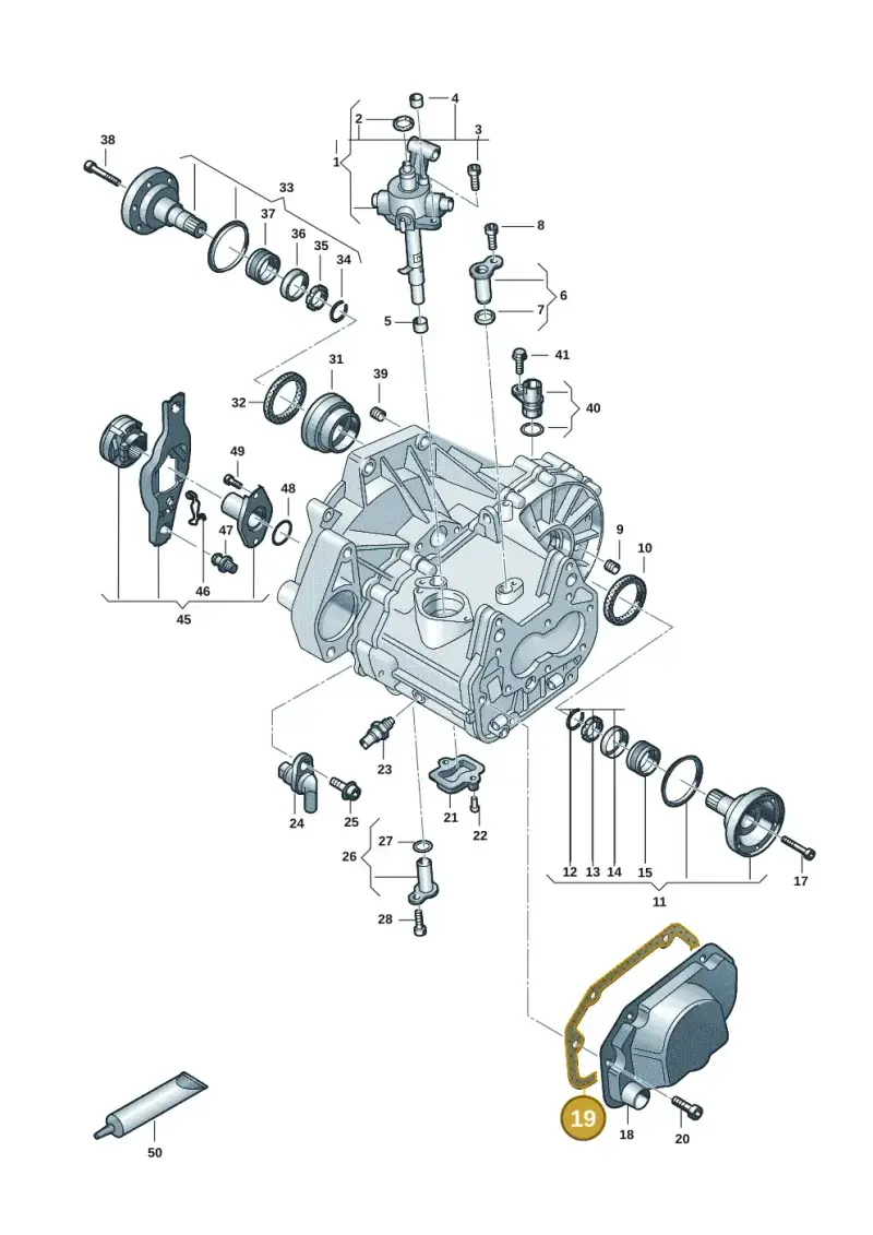 02T301215A — Volkswagen Golf 2.0 BlueMotion (2019-2024) diagram 62a301110, position 19