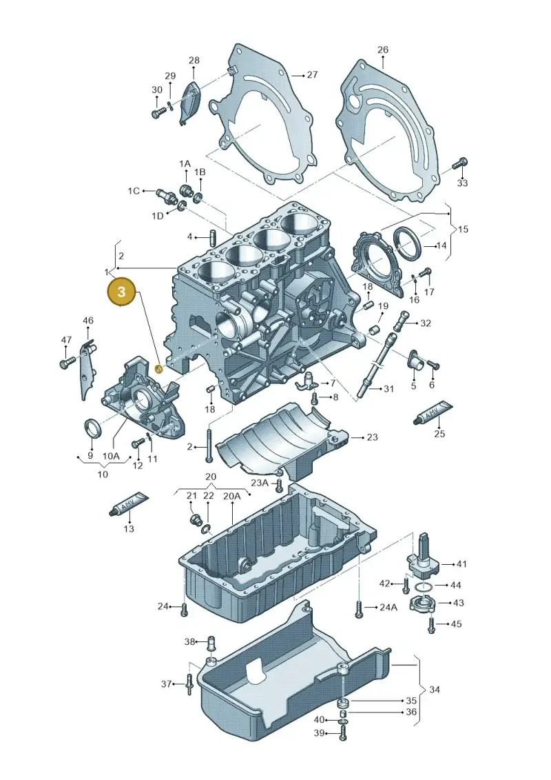 030103113 — Volkswagen Polo (2008-2009) diagram 194103150, position 3