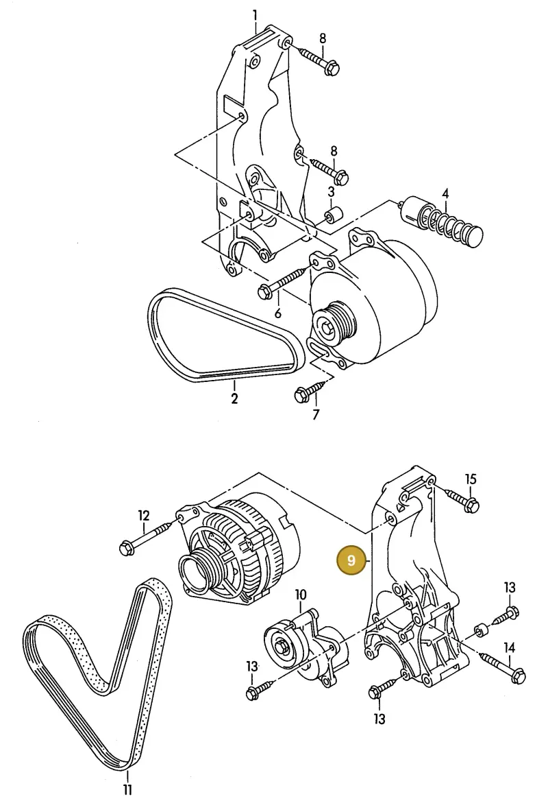 030145167D — Volkswagen GOLF VAR./VENTO (1996-1999) diagram 121903300, position 9
