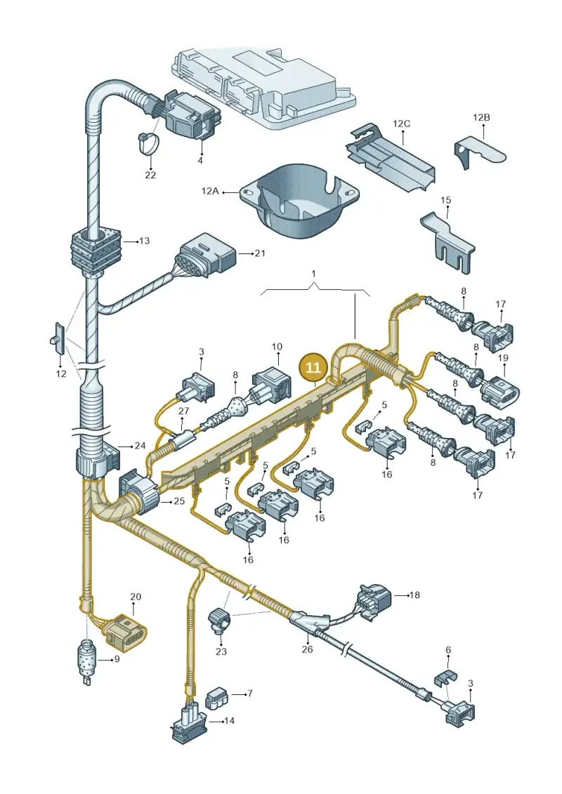 030971824C — Volkswagen Polo (2008-2009) diagram 194971050, position 11