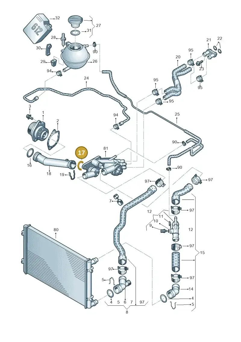 032121666 — Volkswagen Polo (2008-2009) diagram 461121230, position 17