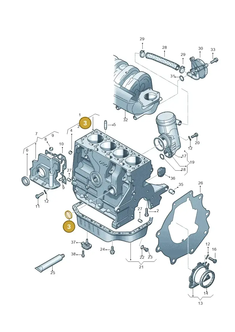 034103113B — Volkswagen Jetta/Wagon (2002-2006) diagram 266103030, position 3
