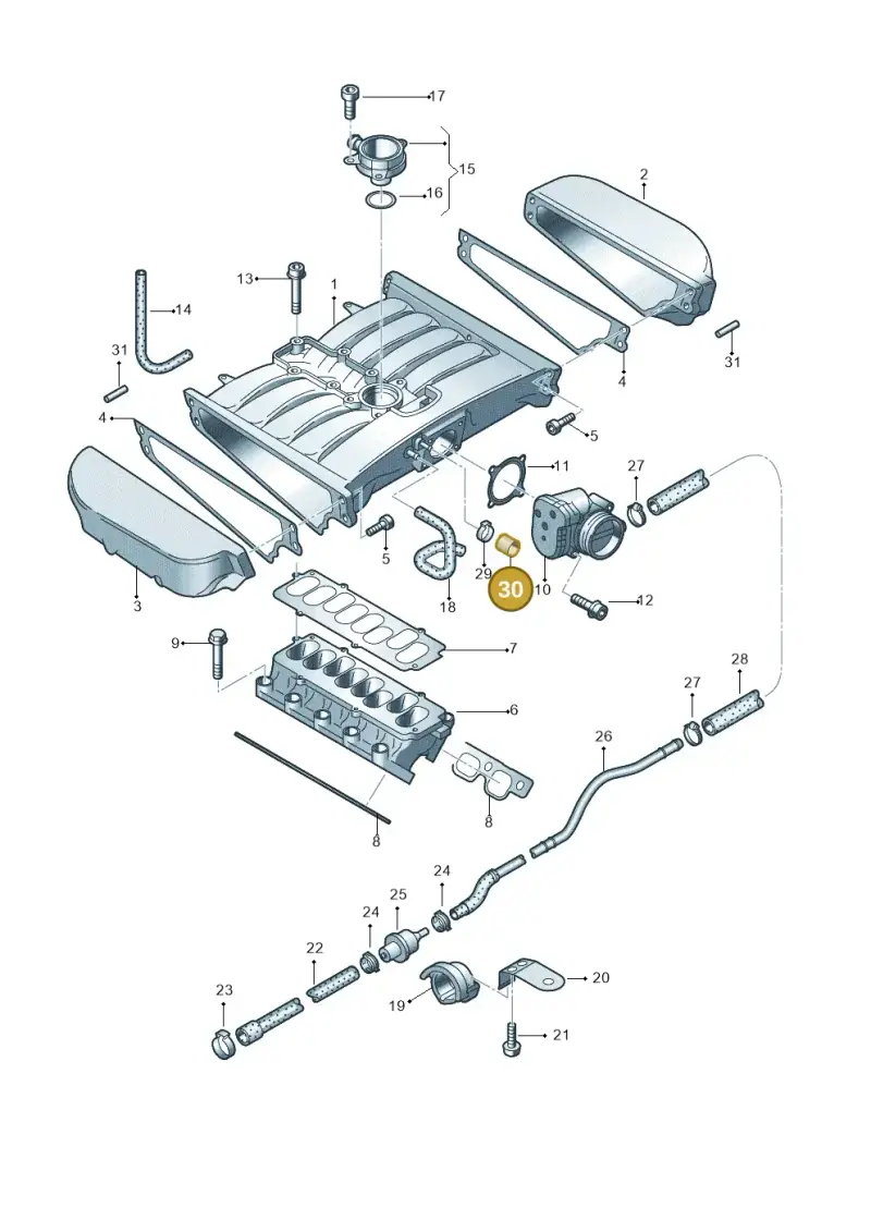 034133335D — Volkswagen PASSAT/4MOTION/W8 (2002-2005) diagram 195133860, position 30