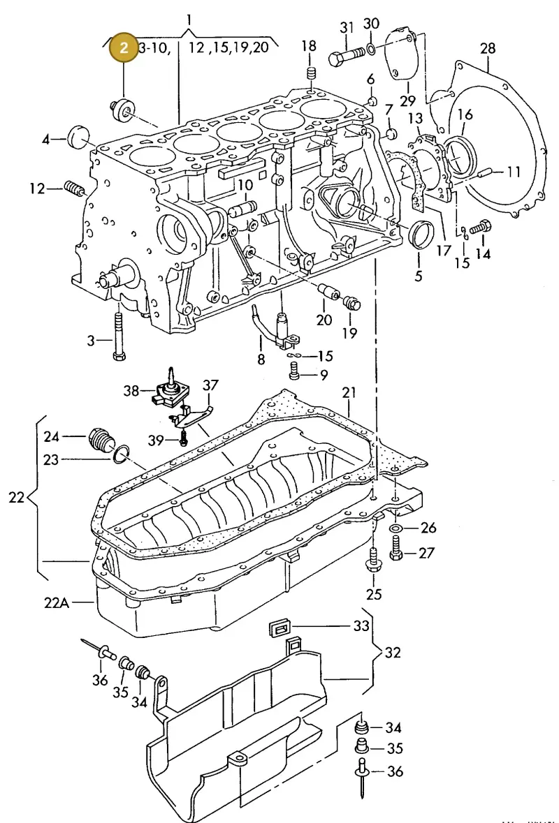 035103111B — Volkswagen LT, LT 4X4 (2003-2006) diagram 117103300, position 2