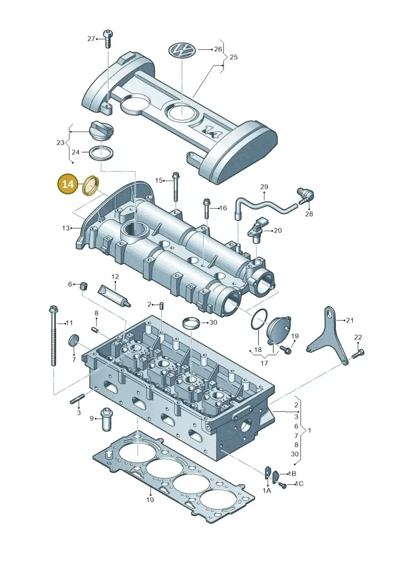 036103085A — Volkswagen Polo (2012-2014) diagram 474103400, position 14