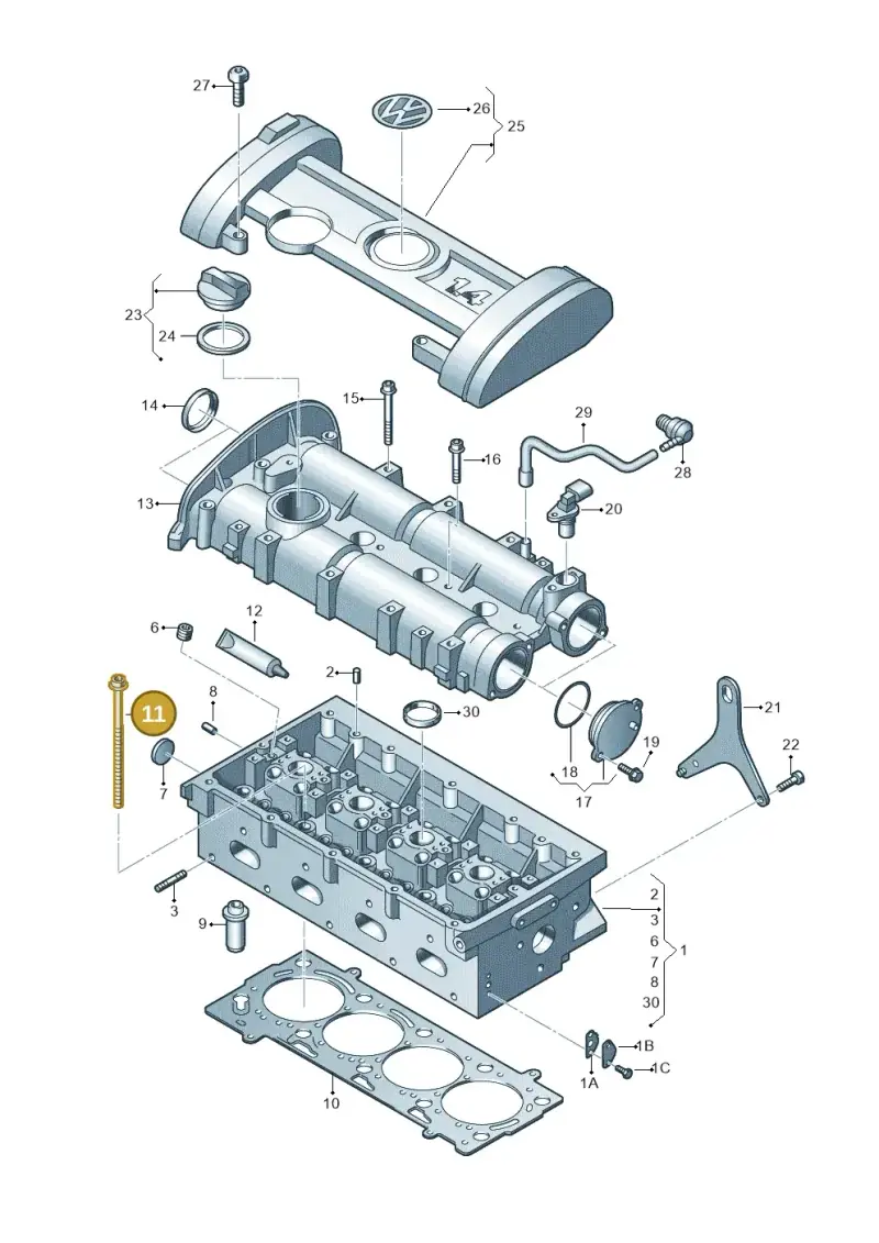 036103384B — Volkswagen Polo (2012-2014) diagram 474103400, position 11