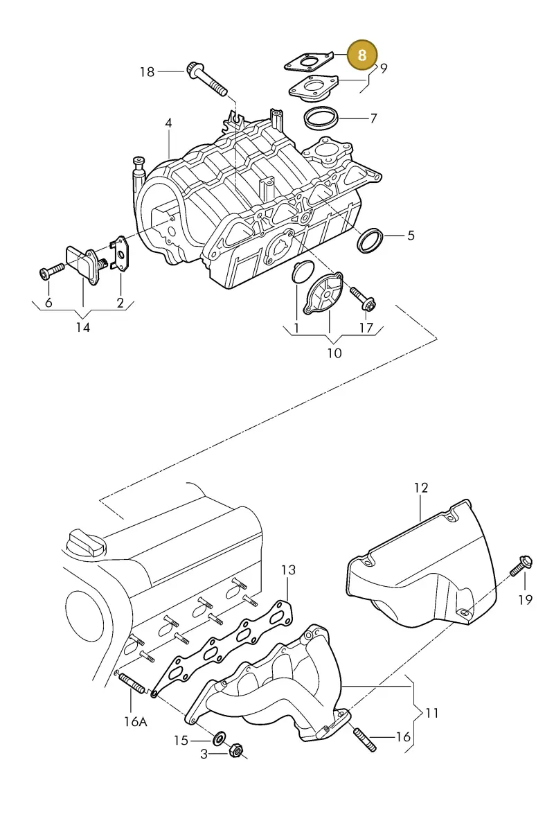 036133161C — Volkswagen GOL 2P/4P (2002-2006) diagram 303129450, position 8