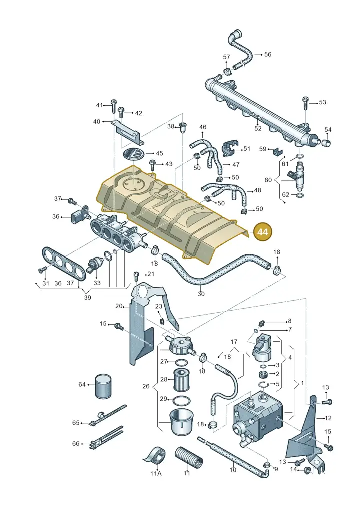 036133336F — Volkswagen Polo (2012-2014) diagram 672133420, position 44