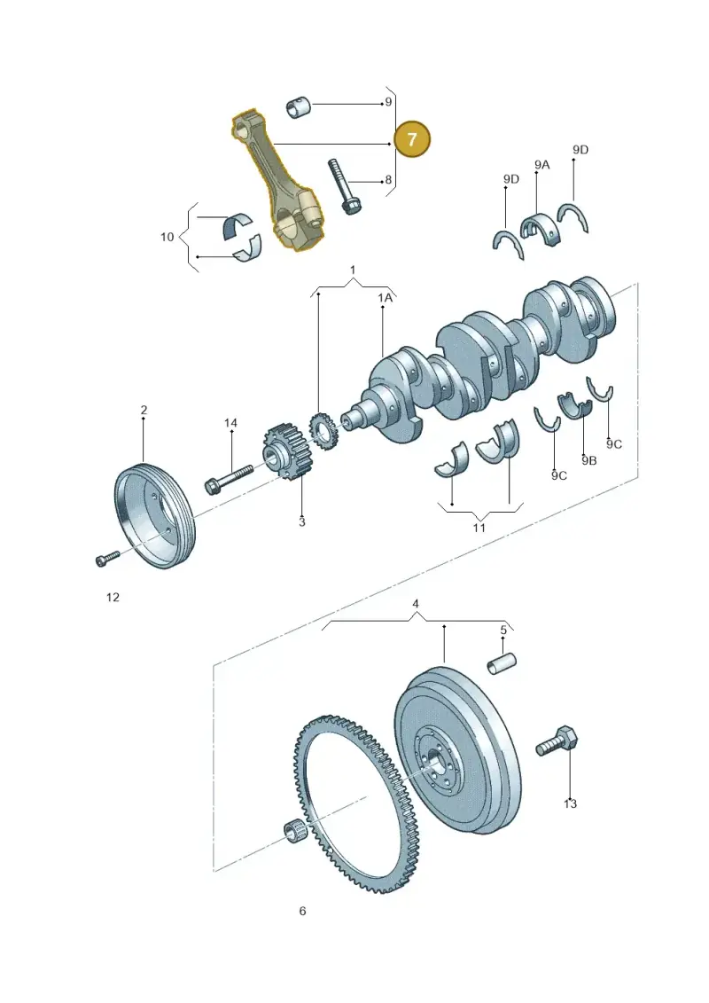 036198401G — Volkswagen Kombi (2011-) diagram 303105050, position 7