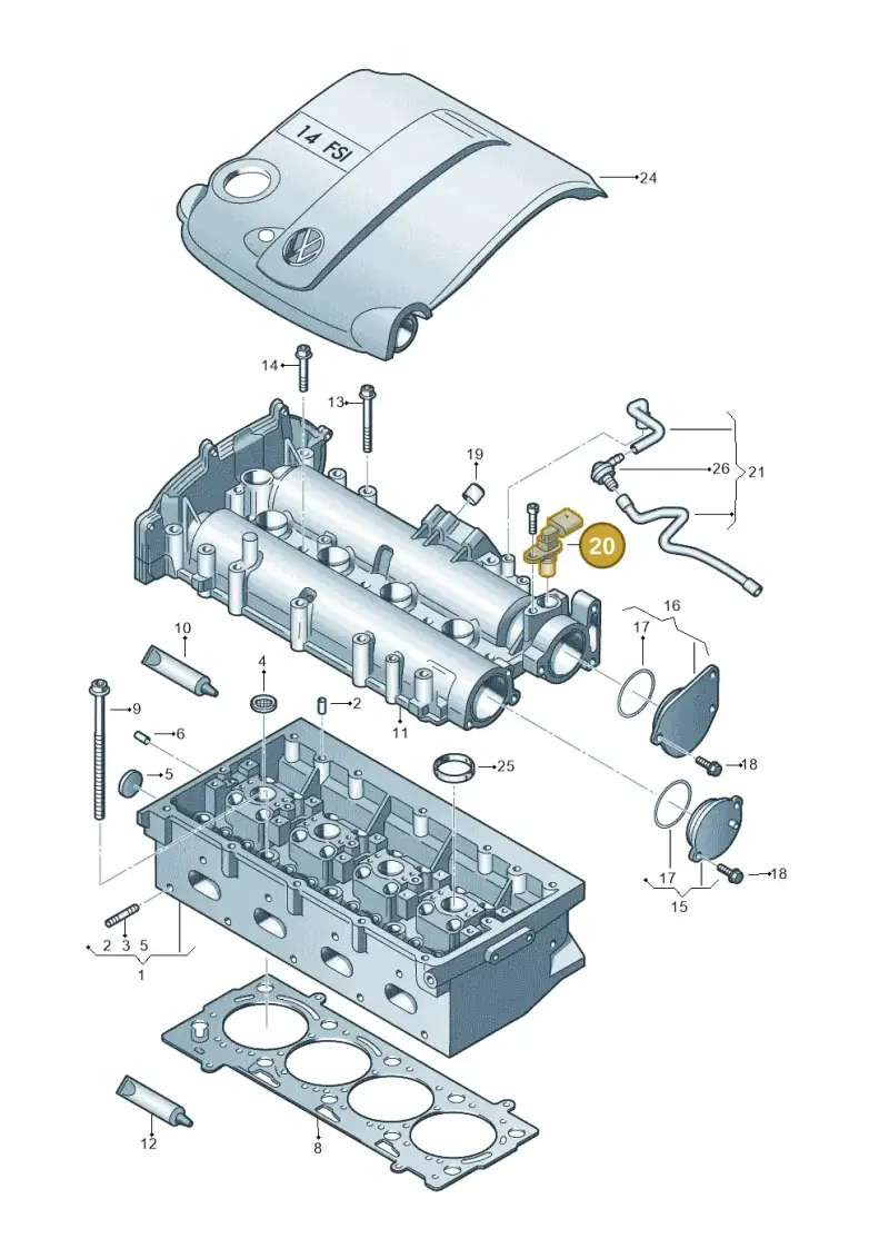 036906433E — Volkswagen Jetta (2014-2017) diagram 786103410, position 20
