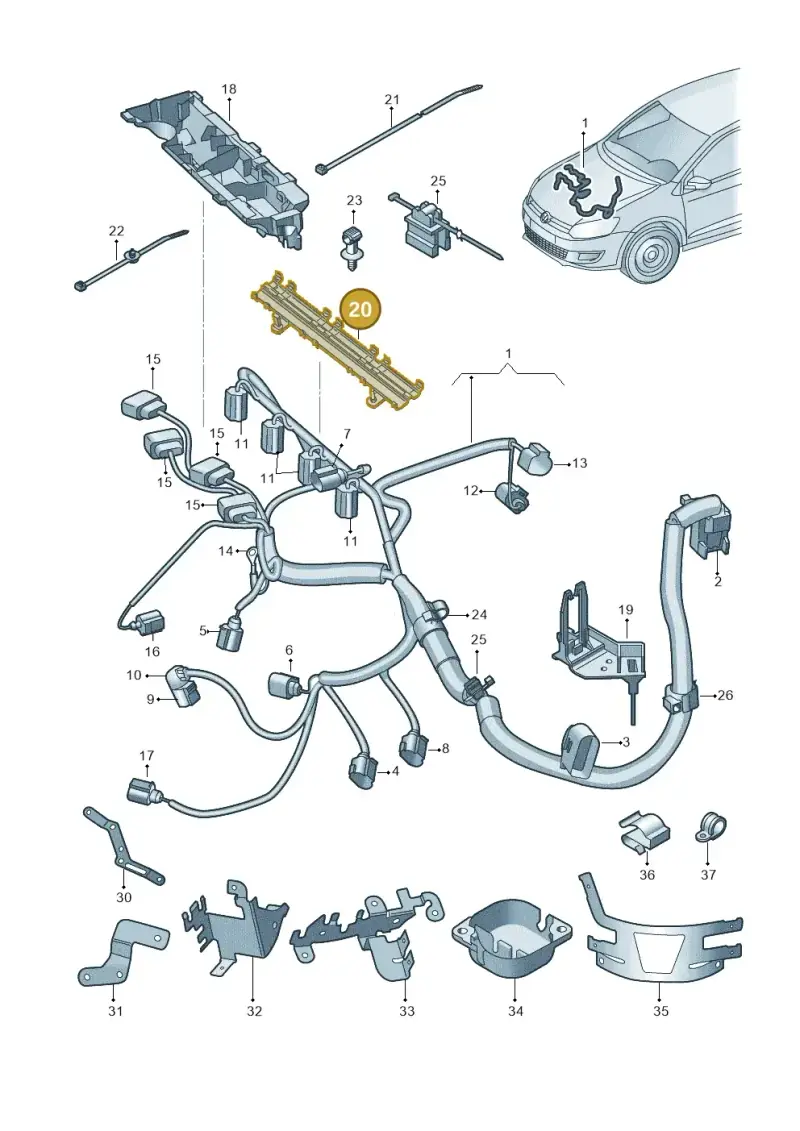 036971824D — Volkswagen Polo (2012-2014) diagram 873971100, position 20