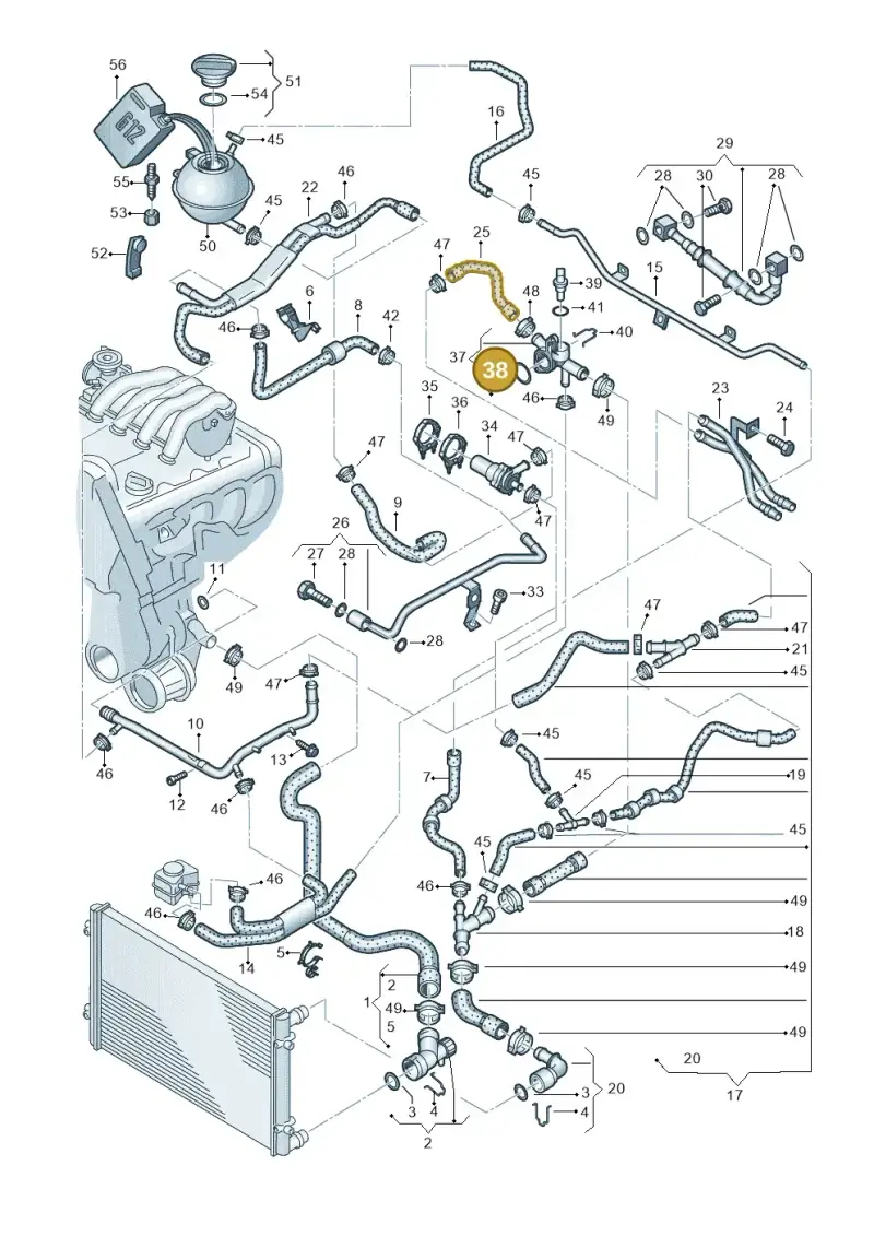 037121687 — Volkswagen Polo (2008-2009) diagram 461121350, position 38