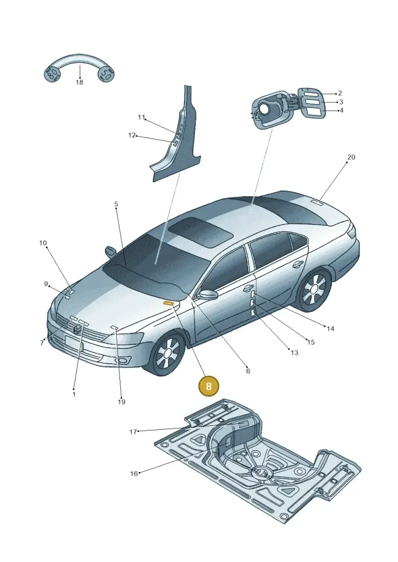 038010627 — Volkswagen Jetta (2010-2014) diagram 692010000, position 8