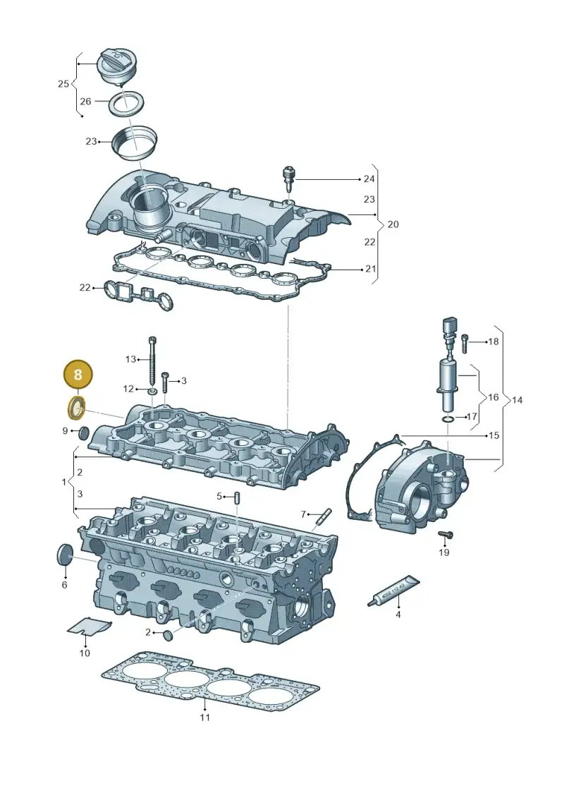 038103085C — Volkswagen Scirocco 2.0 (2014-2017) diagram 649103540, position 8