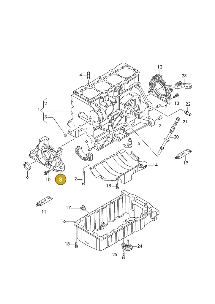 038103153T — Volkswagen DIES.-IND.-MOT.1,9>2,0 08> (2007-) diagram 423103170, position 8