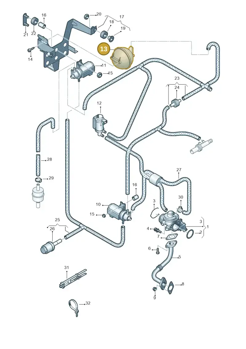 038129807 — Volkswagen Transp. caravelle (2008-2009) diagram 410131600, position 13