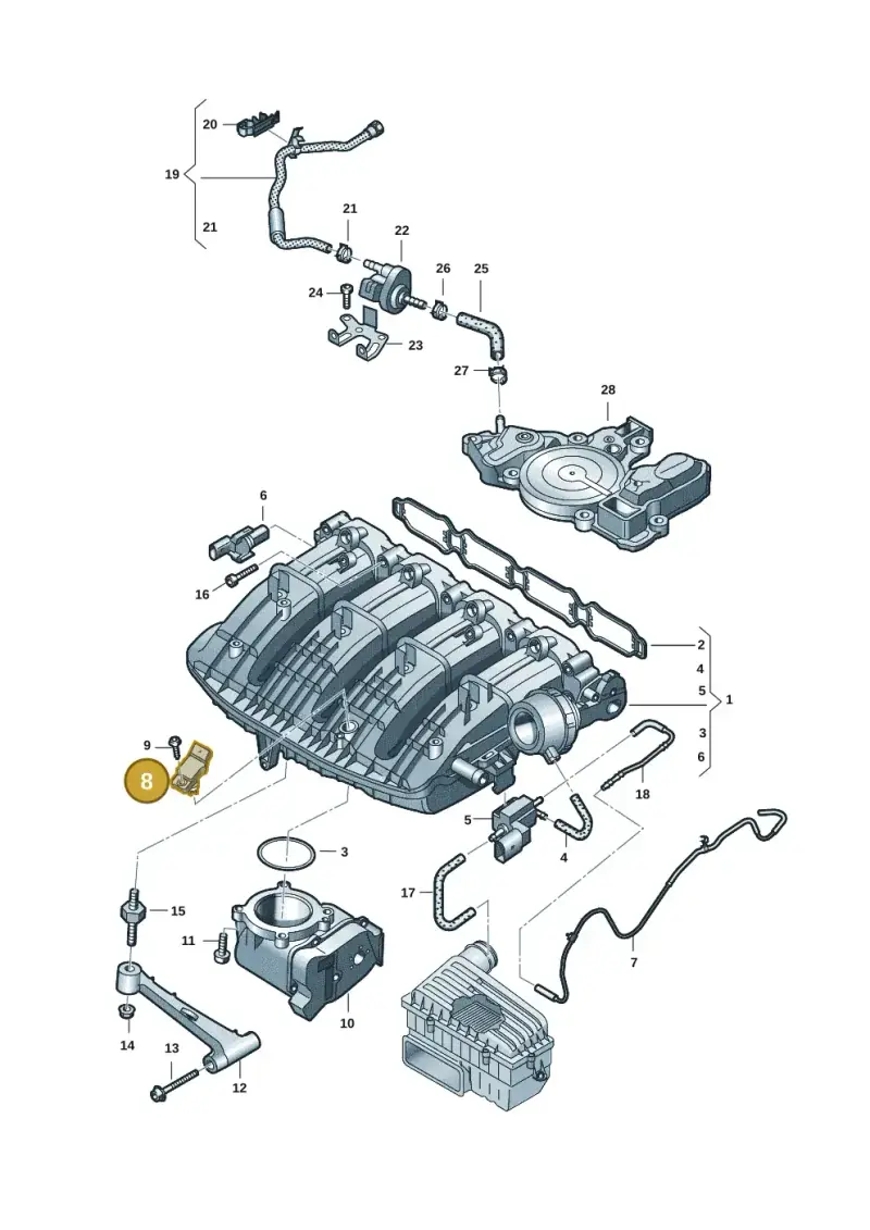 038906051T — Volkswagen Golf 2.0 BlueMotion (2019-2024) diagram 5h0133070, position 8
