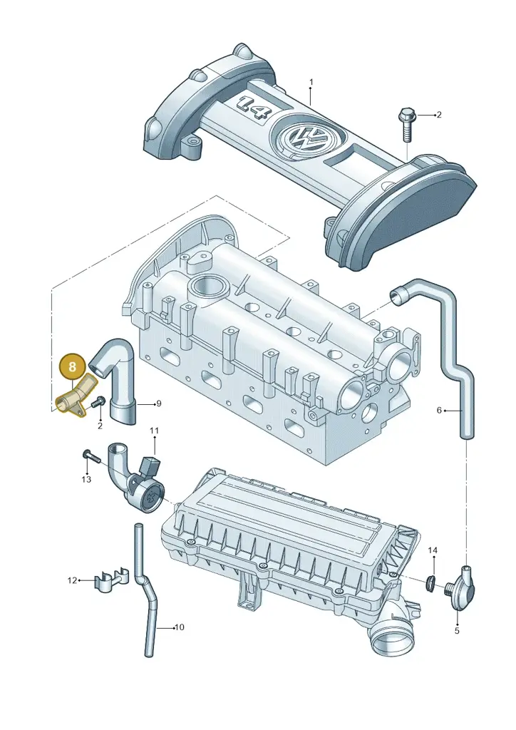 03C103202 — Volkswagen Golf (2009-2014) diagram 606103700, position 8
