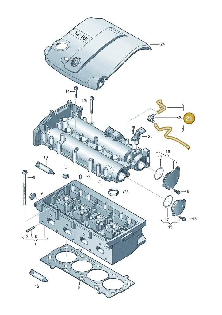 03C103558AB — Volkswagen Scirocco 2.0 (2014-2017) diagram 786103430, position 21