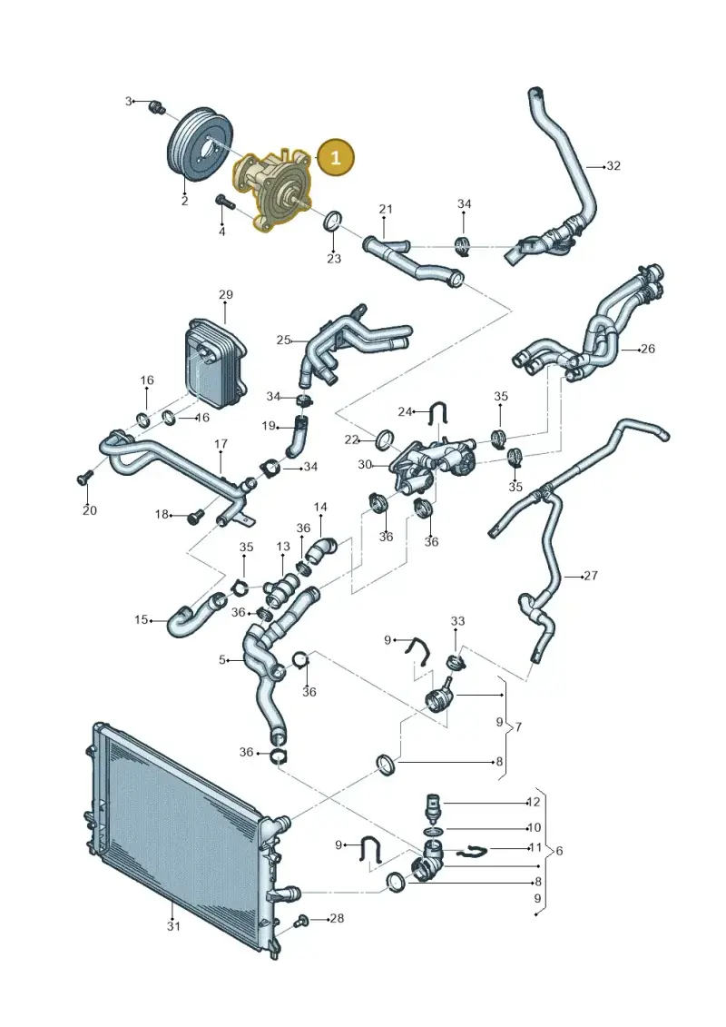 03C121008H — Volkswagen Jetta 1.6 (2014-2018) diagram 789121020, position 1