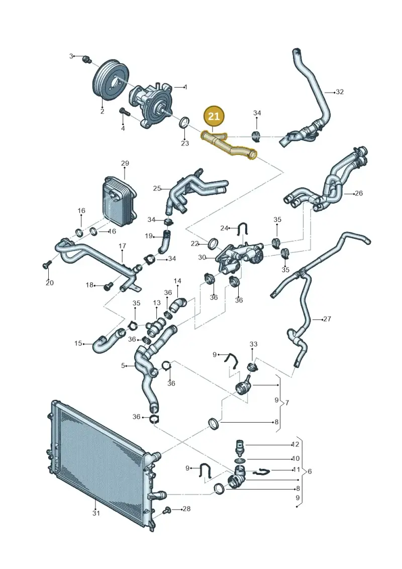 03C121065B — Volkswagen Jetta 1.6 (2014-2018) diagram 789121020, position 21