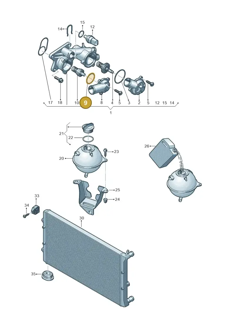 03C121119 — Volkswagen Jetta 1.6 (2014-2018) diagram 672121830, position 9