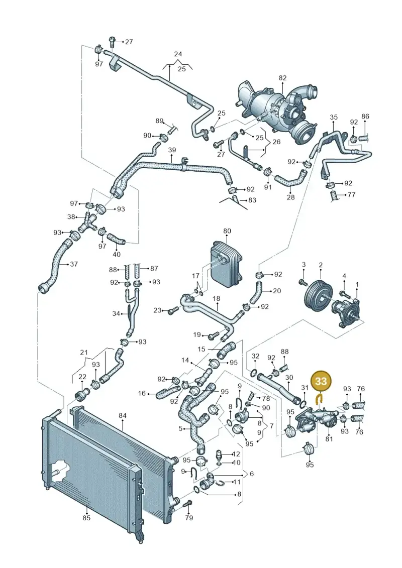 03C121142 — Volkswagen Scirocco 2.0 (2014-2017) diagram 625121130, position 33