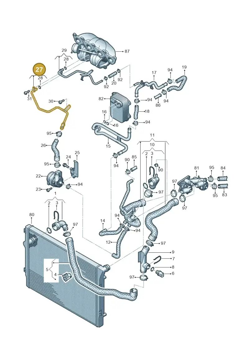 03C121497C — Volkswagen Tiguan 4Motion (2011-2018) diagram 634121140, position 27