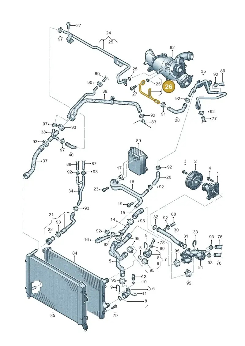 03C121497F — Volkswagen Scirocco 2.0 (2014-2017) diagram 625121130, position 26