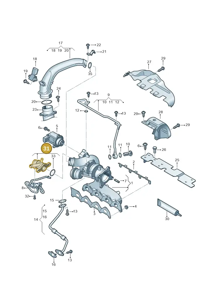 03C129656C — Volkswagen Scirocco 2.0 (2014-2017) diagram 625145530, position 31