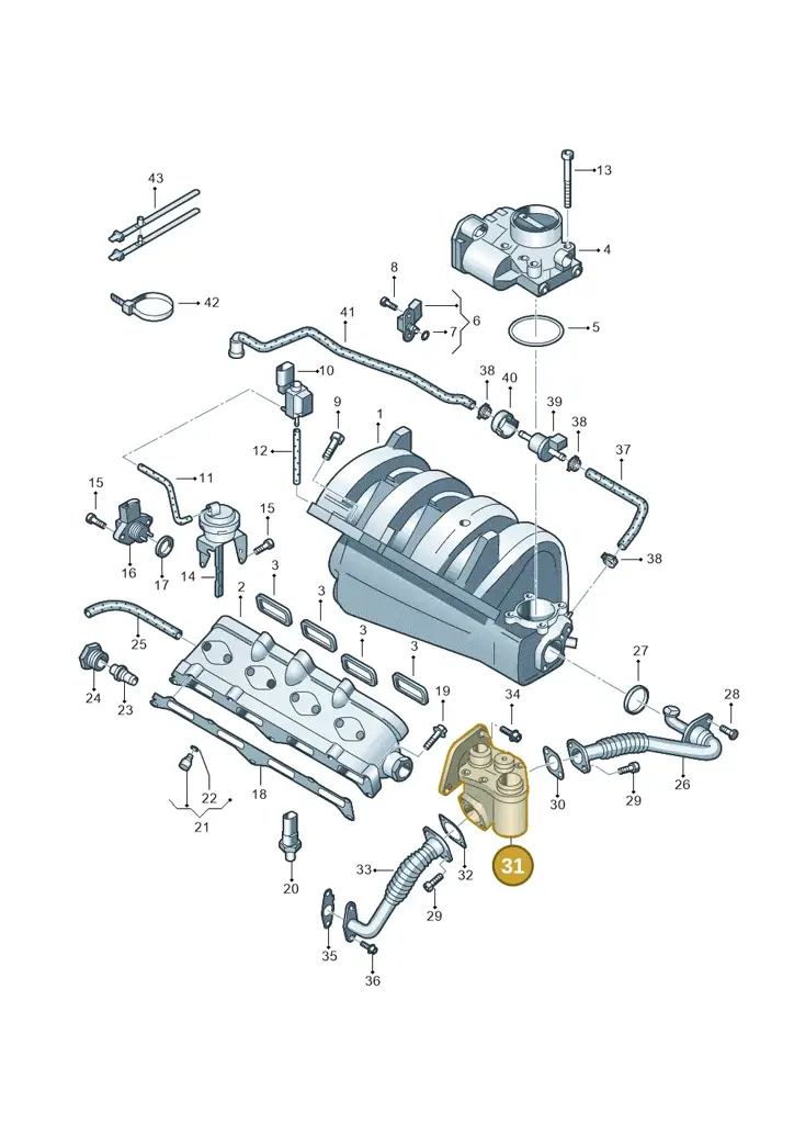 03C131503B — Volkswagen Passat estate (2008-2011) diagram 409133200, position 31