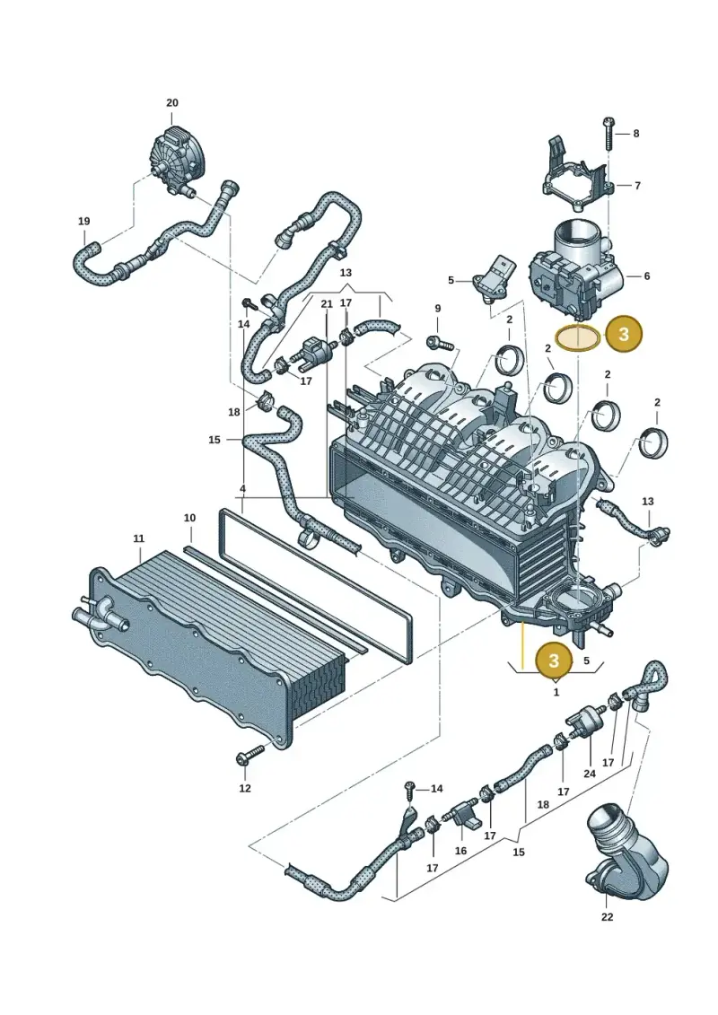 03C133073A — Volkswagen Multivan (2021-) diagram 7t0133040, position 3