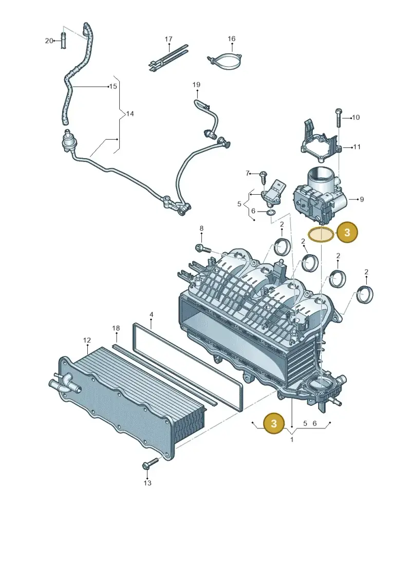 03C133073A — Volkswagen Tiguan 2.0 4Motion (2017-2024) diagram 884133000, position 3