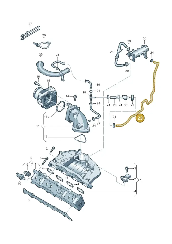 03C133518BA — Volkswagen Beetle (2016-2019) diagram 651133100, position 23