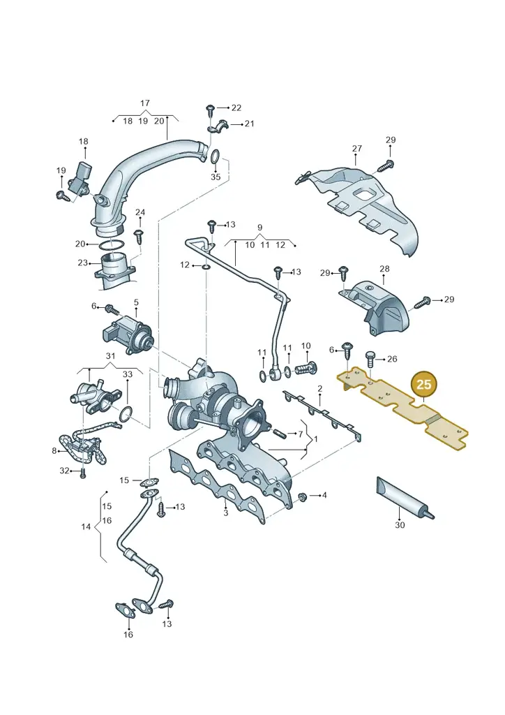 03C253197N — Volkswagen Jetta 1.6 (2014-2018) diagram 625145530, position 25