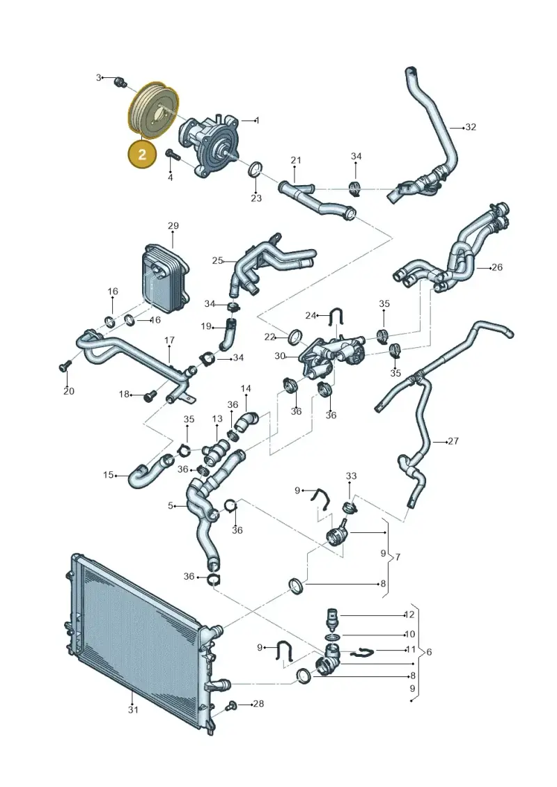 03D121028B — Volkswagen Jetta 1.6 (2014-2018) diagram 789121020, position 2