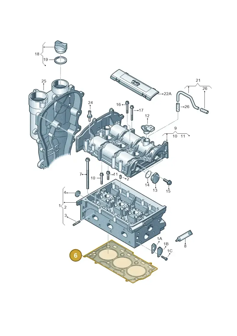 03E103383H — Volkswagen Ameo 1,0 (2016-2020) diagram 883103350, position 6