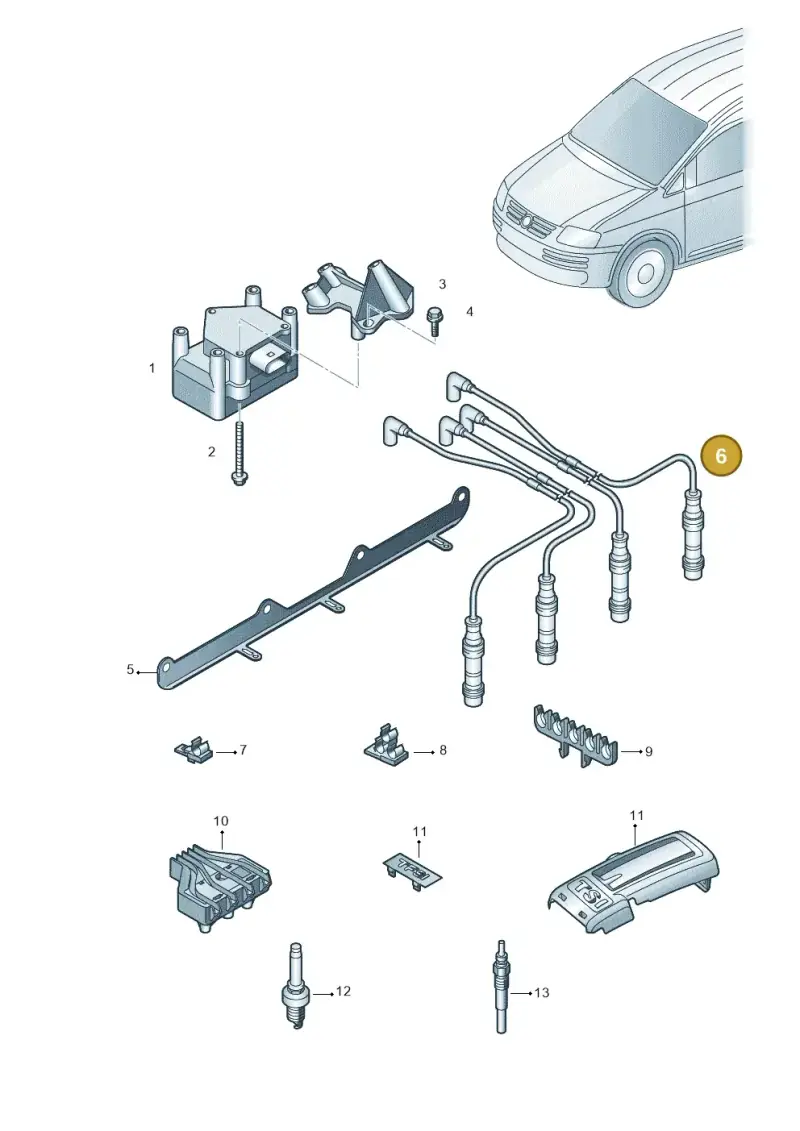 03F905430H — Volkswagen Caddy Maxi Kombi (2010-2015) diagram 690905000, position 6