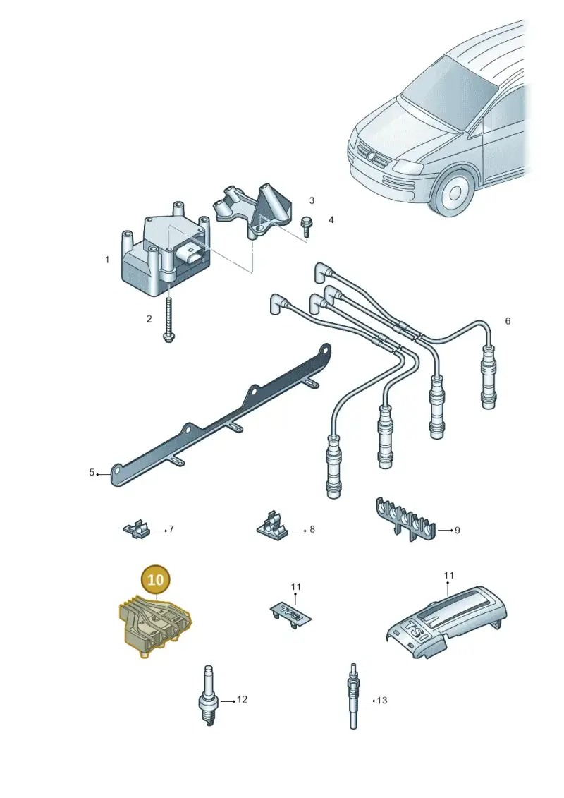 03F905487 — Volkswagen Caddy Maxi Kombi (2010-2015) diagram 690905000, position 10