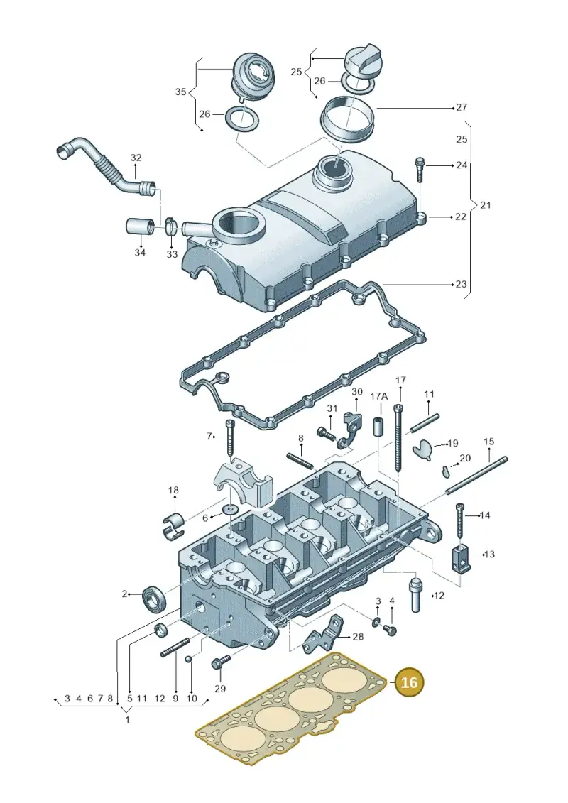 03G103383L — Volkswagen Sharan (2008-2010) diagram 404103470, position 16