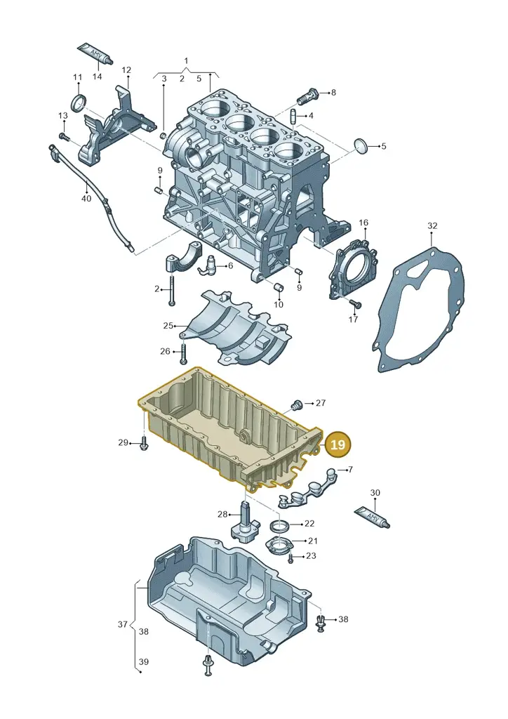 03G103601AM — Volkswagen Ameo 1,0 (2016-2020) diagram 883103200, position 19